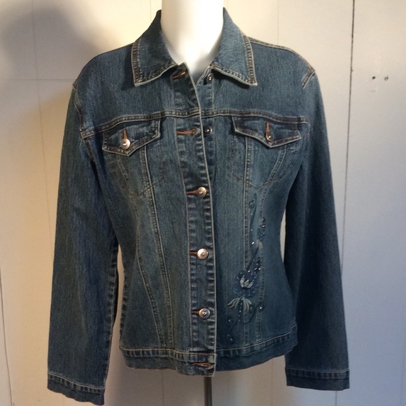 Adolfo Jeans women’s Jean Jacket Size Medium embellished denim jacket - Picture 11 of 11